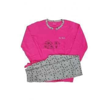 Pijamale dama maneci lungi - PPJ53064S - Fucsia