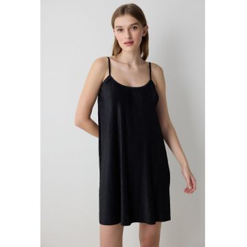 Rochie de noapte cu model uni Fleur - Negru