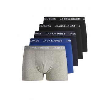 Set de boxeri cu banda logo - 5 perechi - Negru/Gri melange/Albastru royal