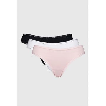 Set de chiloti brazilieni - 3 perechi - Alb/Negru/Roz pal