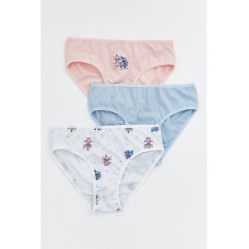 Set de chiloti cu imprimeu - 3 perechi - Albastru pastel/Roz pastel/Alb optic