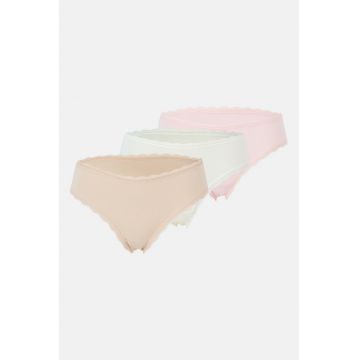 Set de chiloti din amestec de modal - 3 perechi - Alb/Roz/Bej