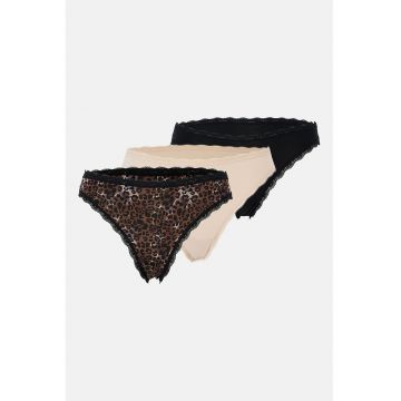 Set de chiloti din amestec de modal - 3 perechi - Negru/Maro/Bej deschis