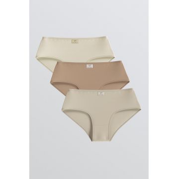 Set de chiloti uni - 3 perechi - Roz prafuit/Bej deschis