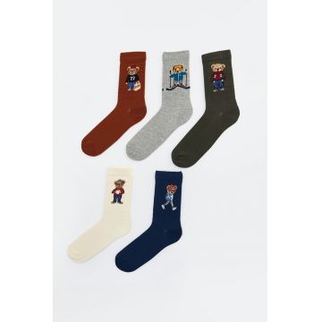 Set de sosete lungi cu imprimeu - 5 perechi