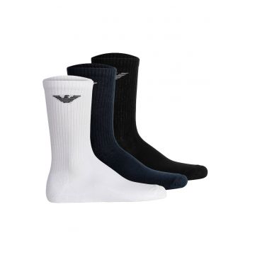 Set de sosete lungi cu logo - 3 perechi - Alb/Negru/Albastru