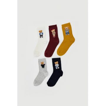 Set de sosete scurte cu imprimeu cu ursulet - 5 perechi