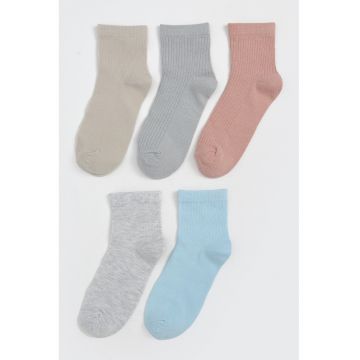 Set de sosete scurte cu model uni - 5 perechi