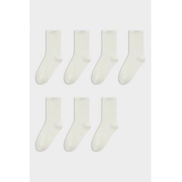 Set de sosete scurte din amestec de bumbac - 7 perechi - Alb