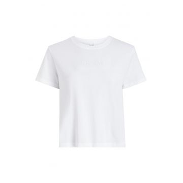 Tricou de pijama cu decolteu la baza gatului - Alb