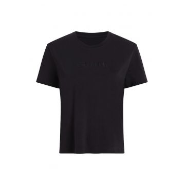 Tricou de pijama cu decolteu la baza gatului - Negru