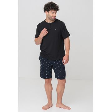 Tricou de pijama din amestec de bumbac organic - Negru