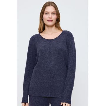 Bluza de pijama din material fleece cu maneci lungi - Bleumarin