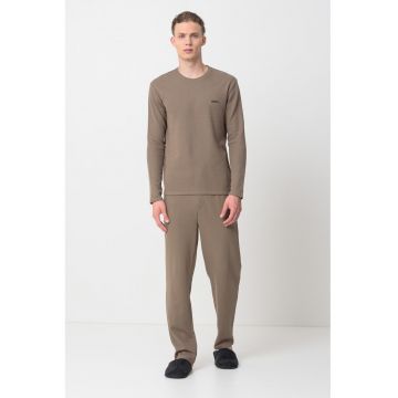 Bluza de pijama texturata - Maro inchis