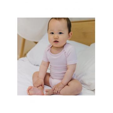 Body cu maneca scurta din bambus -  Roz - pentru fetite - Roz