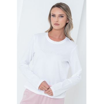 Buza de pijama cu decolteu rotund - Alb