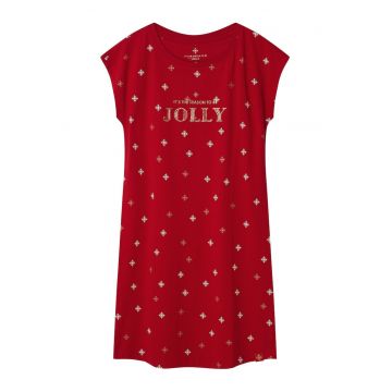 Camasa de noapte dama cu stele aurii si albe si o inscriptie cu elemente stralucitoare pe partea din fata - Dotie