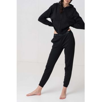 Pantaloni de pijama cu banda elastica cu logo - Negru