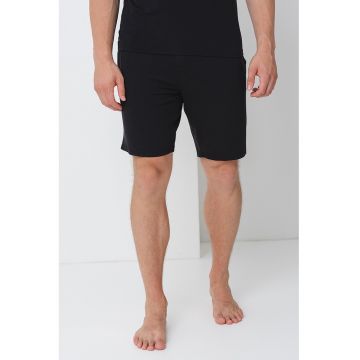 Pantaloni de pijama din amestec de modal cu banda logo in talie - Negru