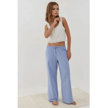 Pantaloni de pijama  largi - poliester - albastru