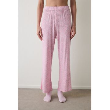 Pantaloni lejeri de pijama cu talie inalta - Roz