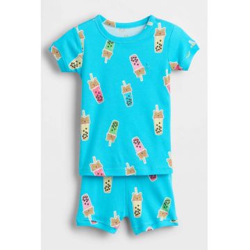 Pantaloni scurti de pijama cu imprimeu - Verde/Galben/Albastru aquamarin