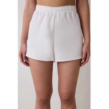 Pantaloni scurti de pijama cu talie elastica - Alb