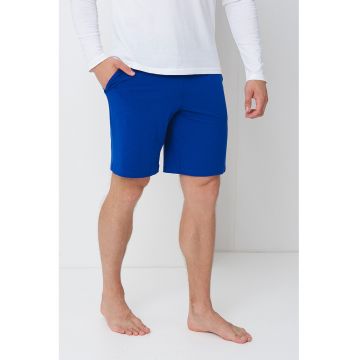 Pantaloni scurti de pijama din amestec de modal cu buzunare laterale - Albastru royal
