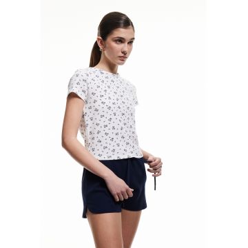 Pantaloni scurti de pijama din bumbac cu snur de ajustare - Bleumarin