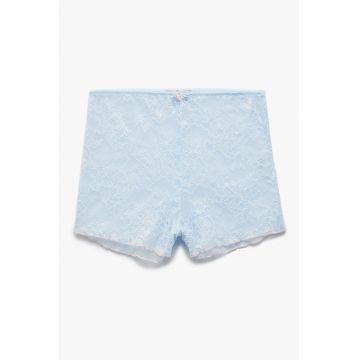 Pantaloni scurti de pijama din dantela cu model floral - Albastru pastel