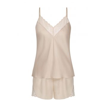 Pantaloni scurti de pijama din lyocell Wild Azalea Florale - Maro deschis