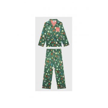 Pijama copii -  Bumbac - Verde - Verde