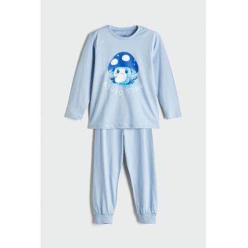 Pijama cu imprimdeu grafic - Albastru lavanda
