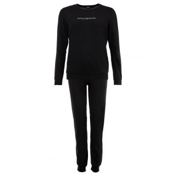 Pijama cu pantaloni lungi si logo - Negru