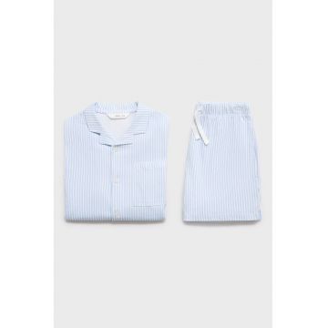 Pijama cu pantaloni scurti si dungi - Alb/Albastru lavanda