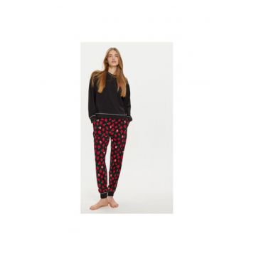 Pijama dama -  304529368 - Bumbac/Viscoza - Negru