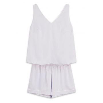 Pijama dama  Ryann - albastru deschis - satin - set cu pantaloni scurti -