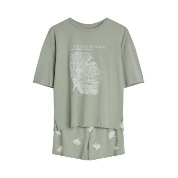 Pijama dama verde-alb