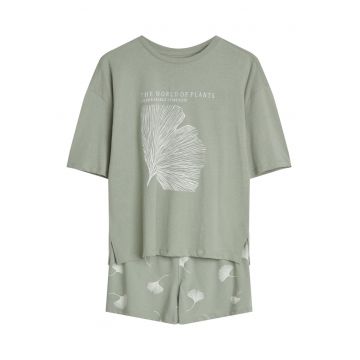Pijama dama verde-alb