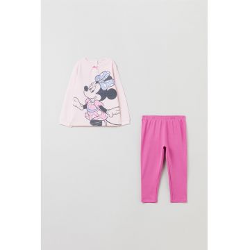 Pijama de bumbac cu model cu desene - Roz