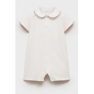 Pijama din amestec de bumbac cu guler Peter Pan - Alb murdar