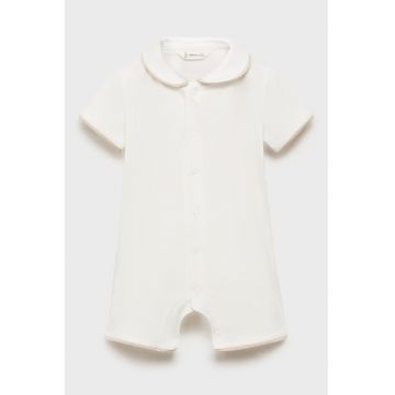 Pijama din amestec de bumbac cu guler Peter Pan - Alb murdar