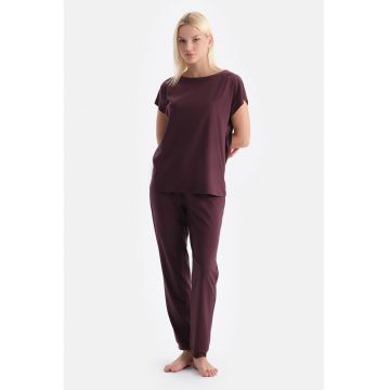 Pijama regular fit din amestec de bumbac - Visiniu