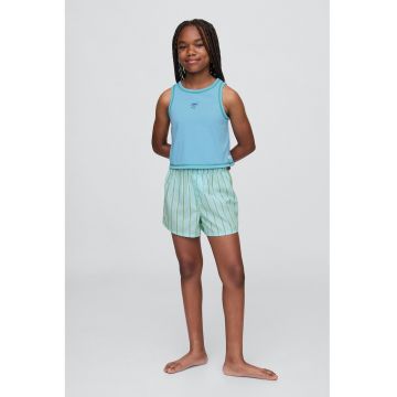 Pijama scurta cu decolteu rotund - Verde deschis/Albastru deschis