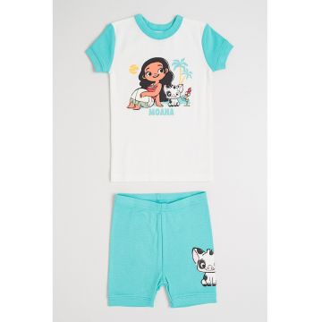 Pijama scurta cu Moana - Alb/Rosu stins/Verde persan