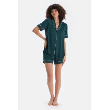 Pijama scurta din amestec de modal - Verde englez