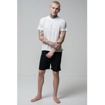 Pijama scurta din bumbac - Alb/Negru