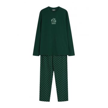 Pijamale barbati  verde inchis - bumbac - maneca lunga - pantaloni lungi