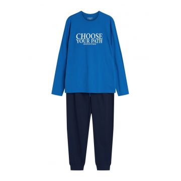 Pijamale confortabile si confortabile pentru barbati - cu un design modern in nuante de albastru si albastru marin - Loop