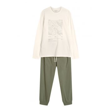 Pijamale  relaxante barbati - culori crem si kaki - marime
